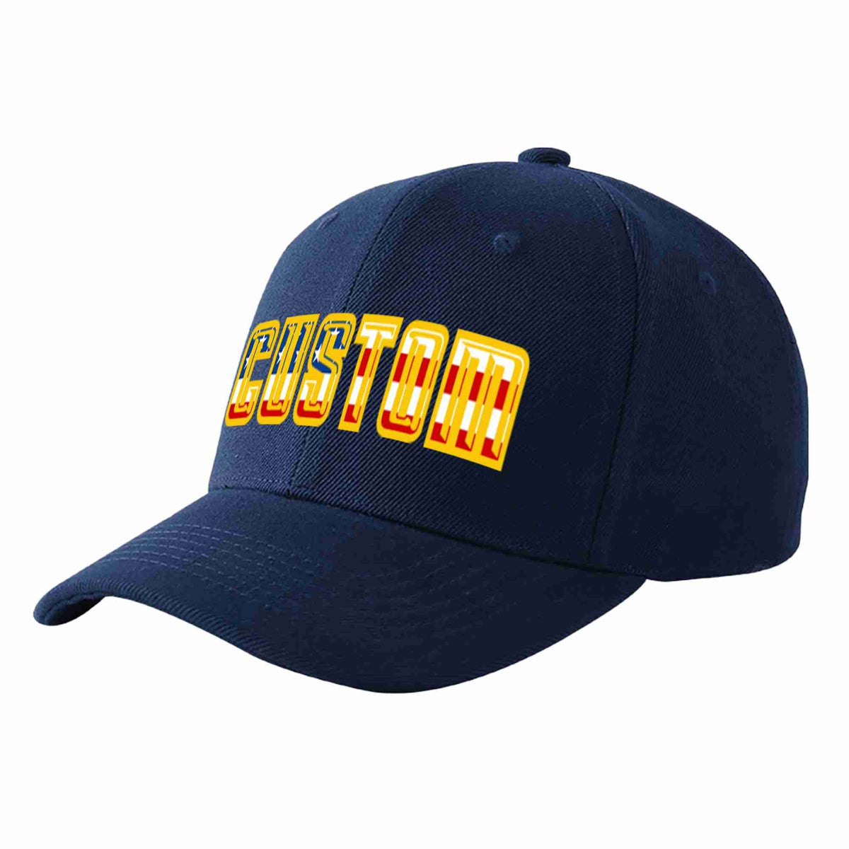 Custom Navy Vintage USA Flag-Gold Curved Eaves Sport Baseball Cap Design for Men/Women/Youth