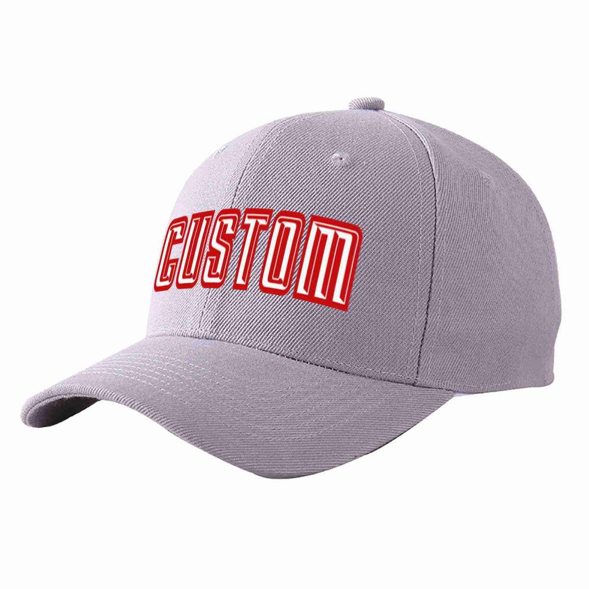 Custom Gray White-Red Curved Eaves Sport Baseball Cap Design for Men/Women/Youth