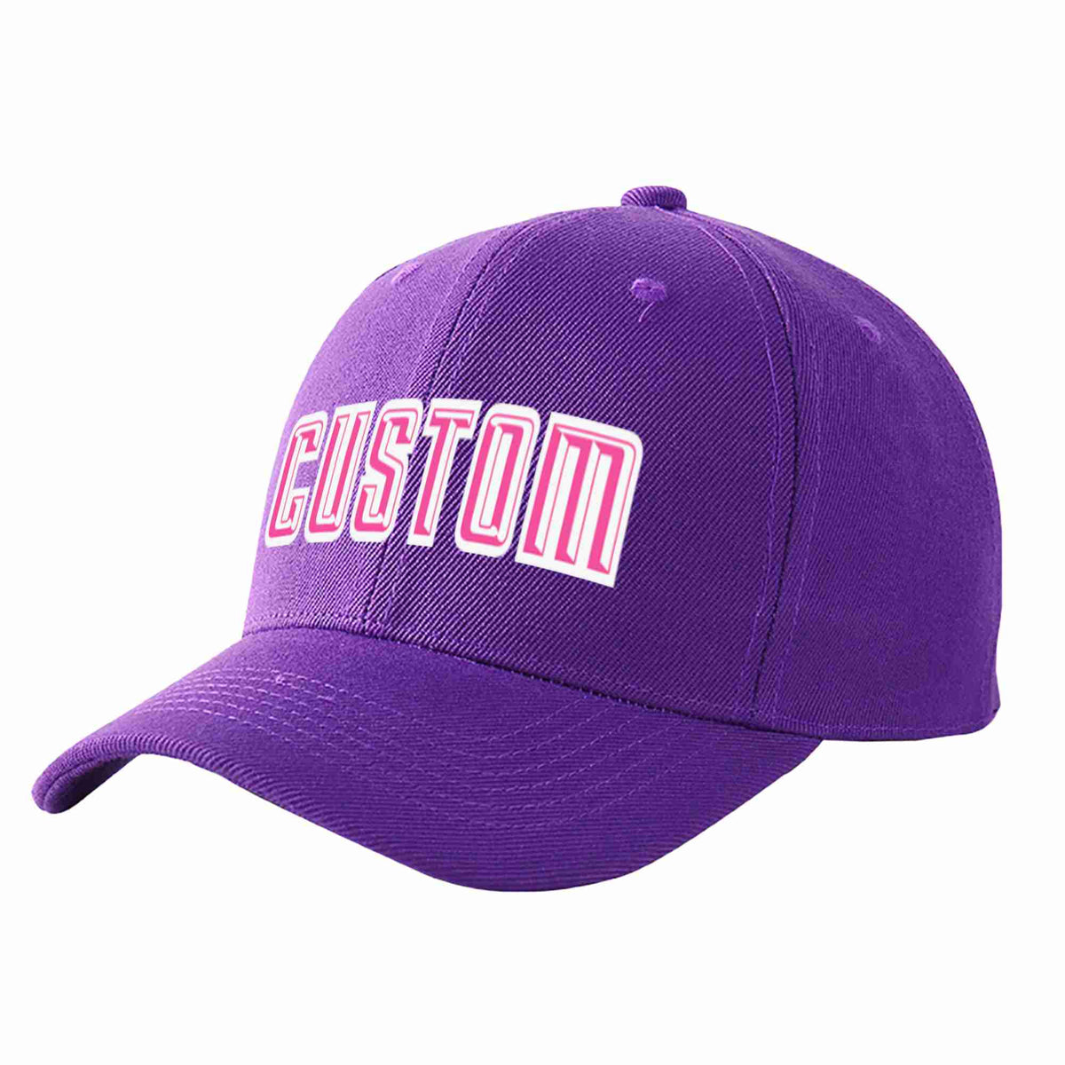 Custom Purple Pink-White Curved Eaves Sport Baseball Cap Design for Men/Women/Youth