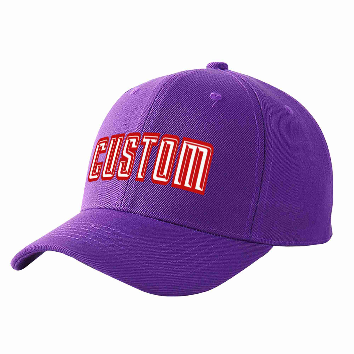 Custom Purple White-Red Curved Eaves Sport Baseball Cap Design for Men/Women/Youth