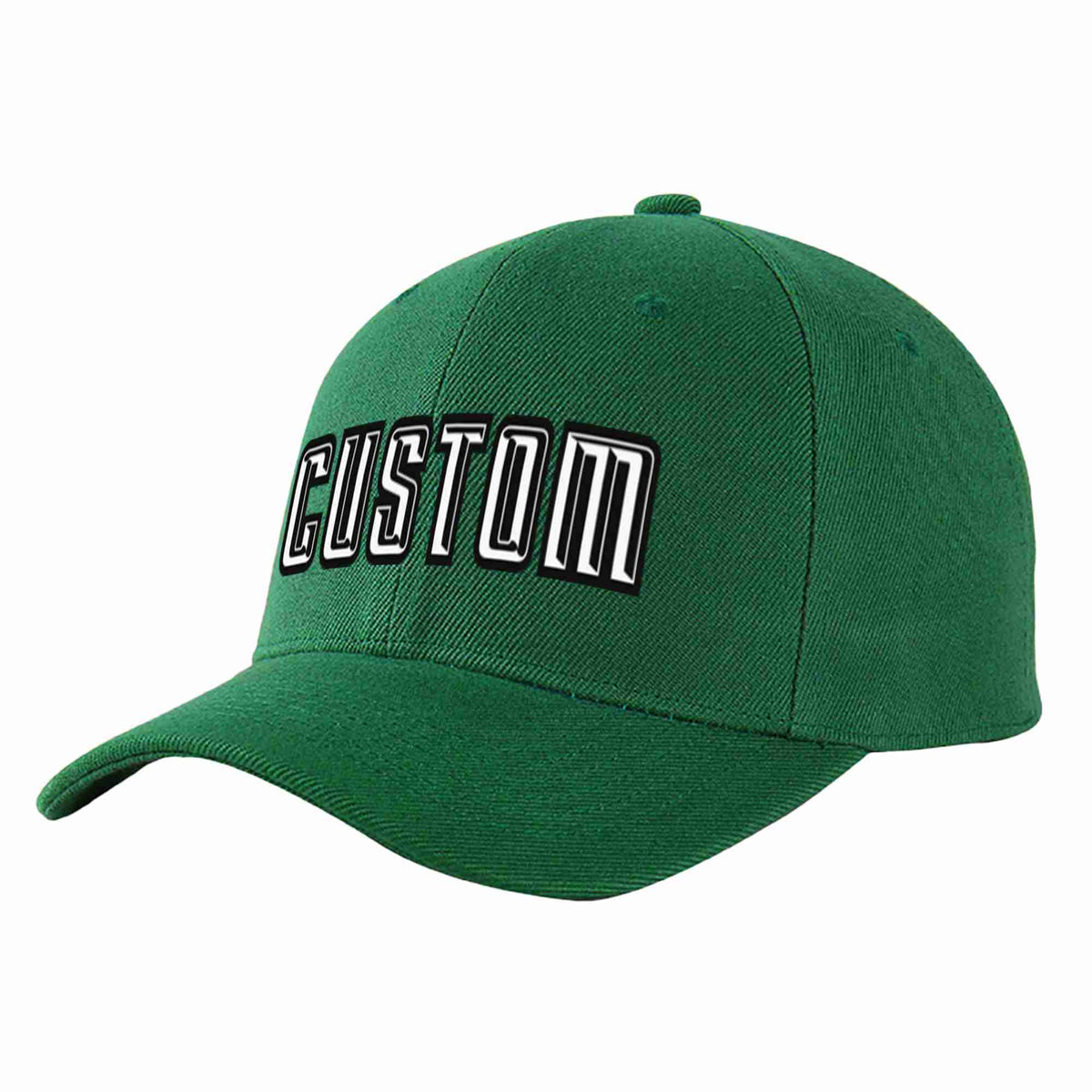 Custom Green White-Black Curved Eaves Sport Baseball Cap Design for Men/Women/Youth