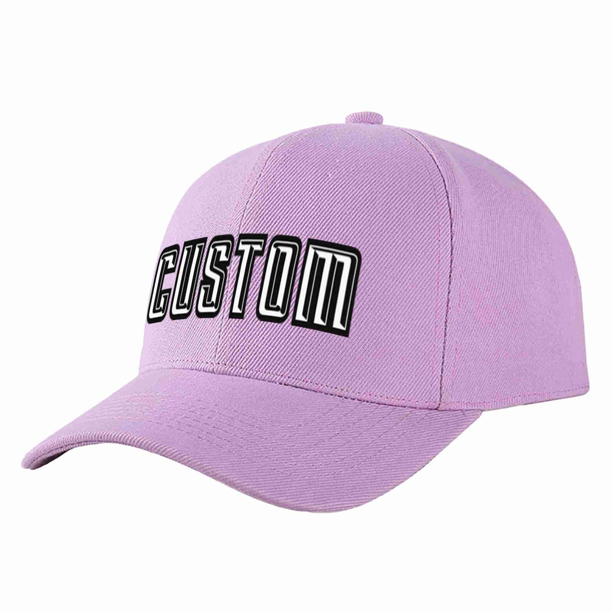 Custom Light Purple White-Black Curved Eaves Sport Baseball Cap Design for Men/Women/Youth