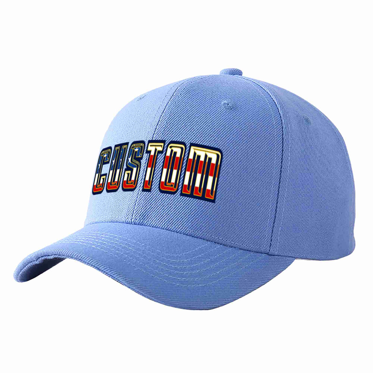 Custom Sky Blue Vintage USA Flag-Gold Curved Eaves Sport Baseball Cap Design for Men/Women/Youth