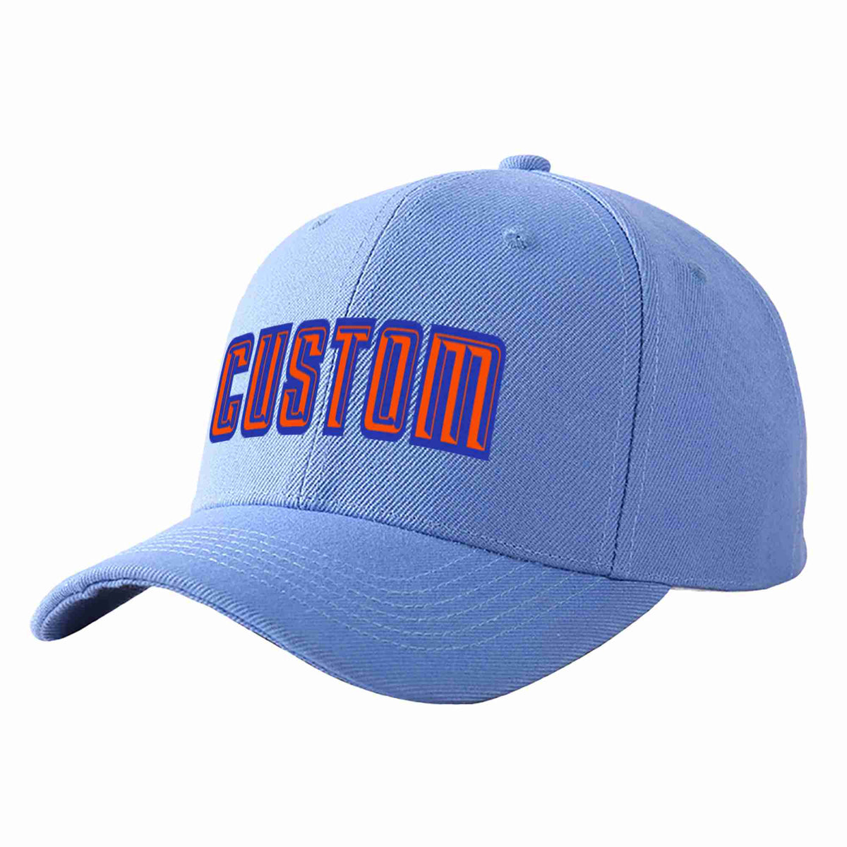 Custom Sky Blue Orange-Royal Curved Eaves Sport Baseball Cap Design for Men/Women/Youth