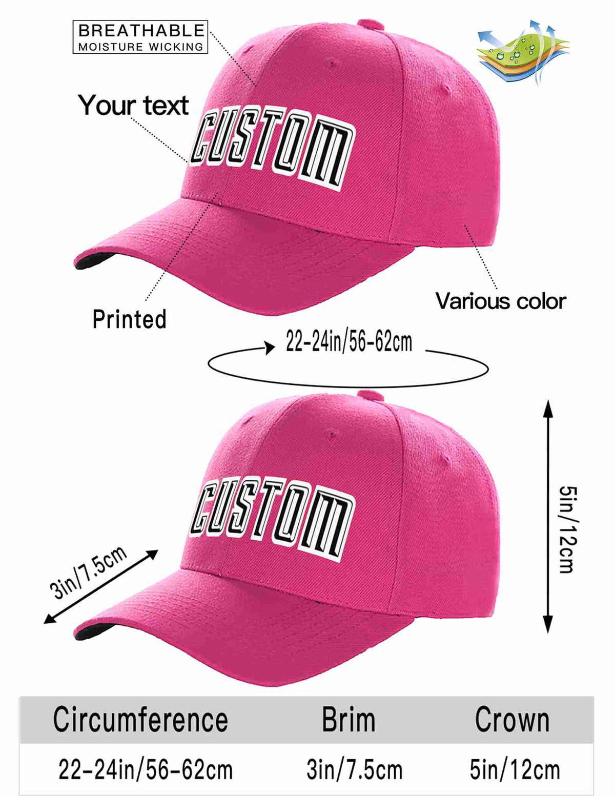 Custom Rose Red Black-White Curved Eaves Sport Baseball Cap Design for Men/Women/Youth