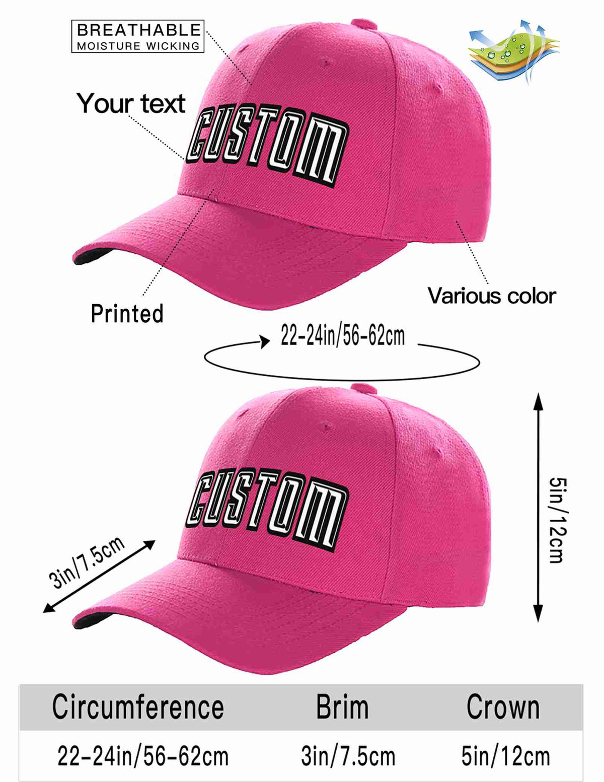 Custom Rose Red White-Black Curved Eaves Sport Baseball Cap Design for Men/Women/Youth