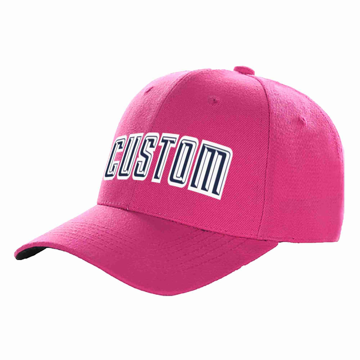 Custom Rose Red Navy-White Curved Eaves Sport Baseball Cap Design for Men/Women/Youth