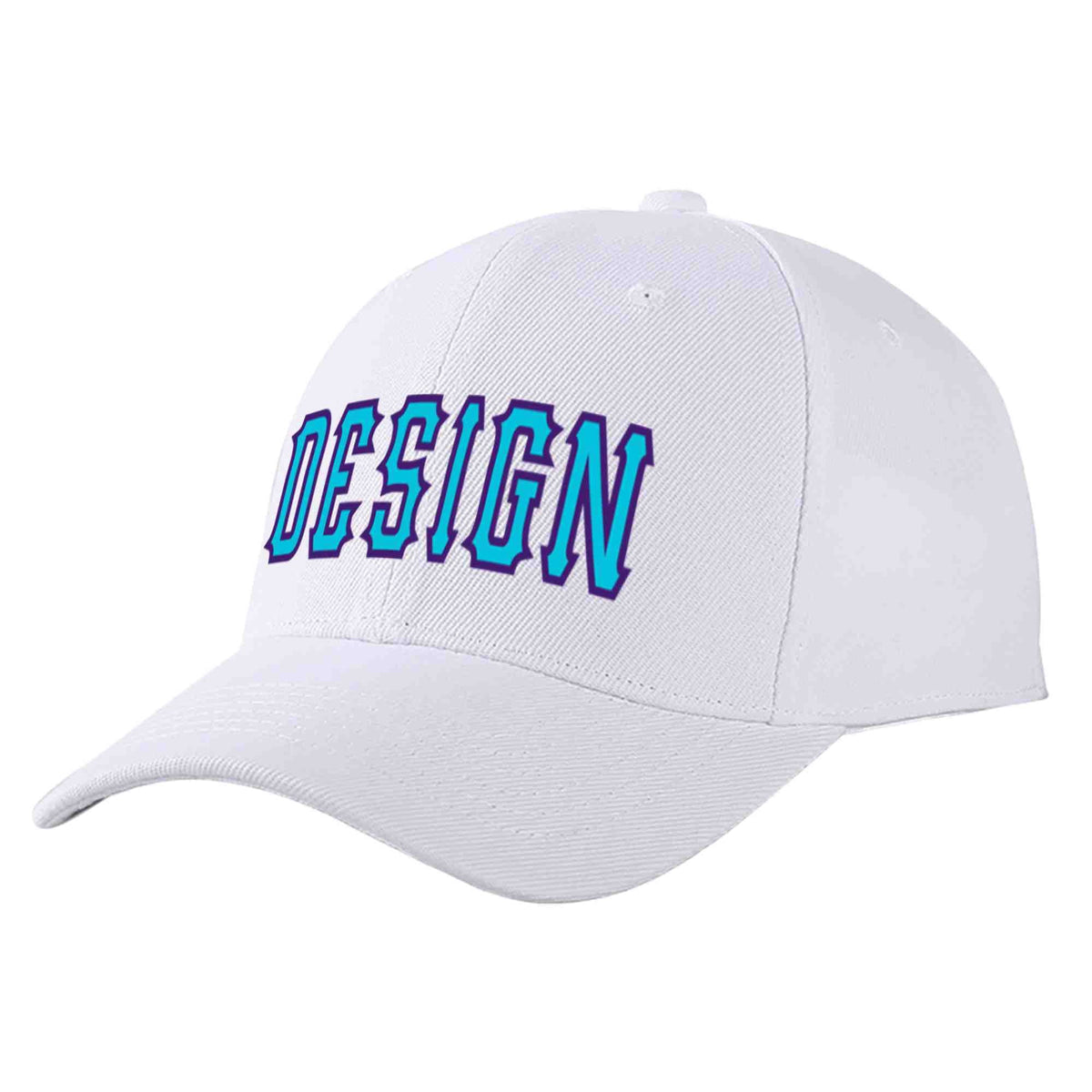 Custom White Light Blue-Purple Curved Eaves Sport Design Baseball Cap