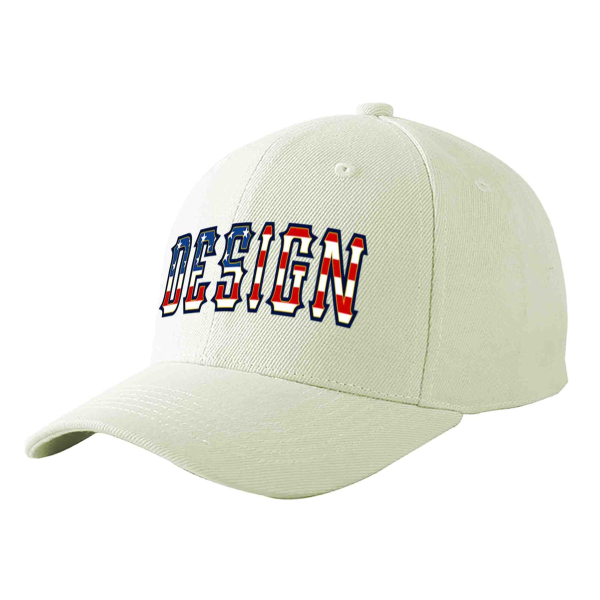 Custom Cream Vintage USA Flag-Gold Curved Eaves Sport Design Baseball Cap
