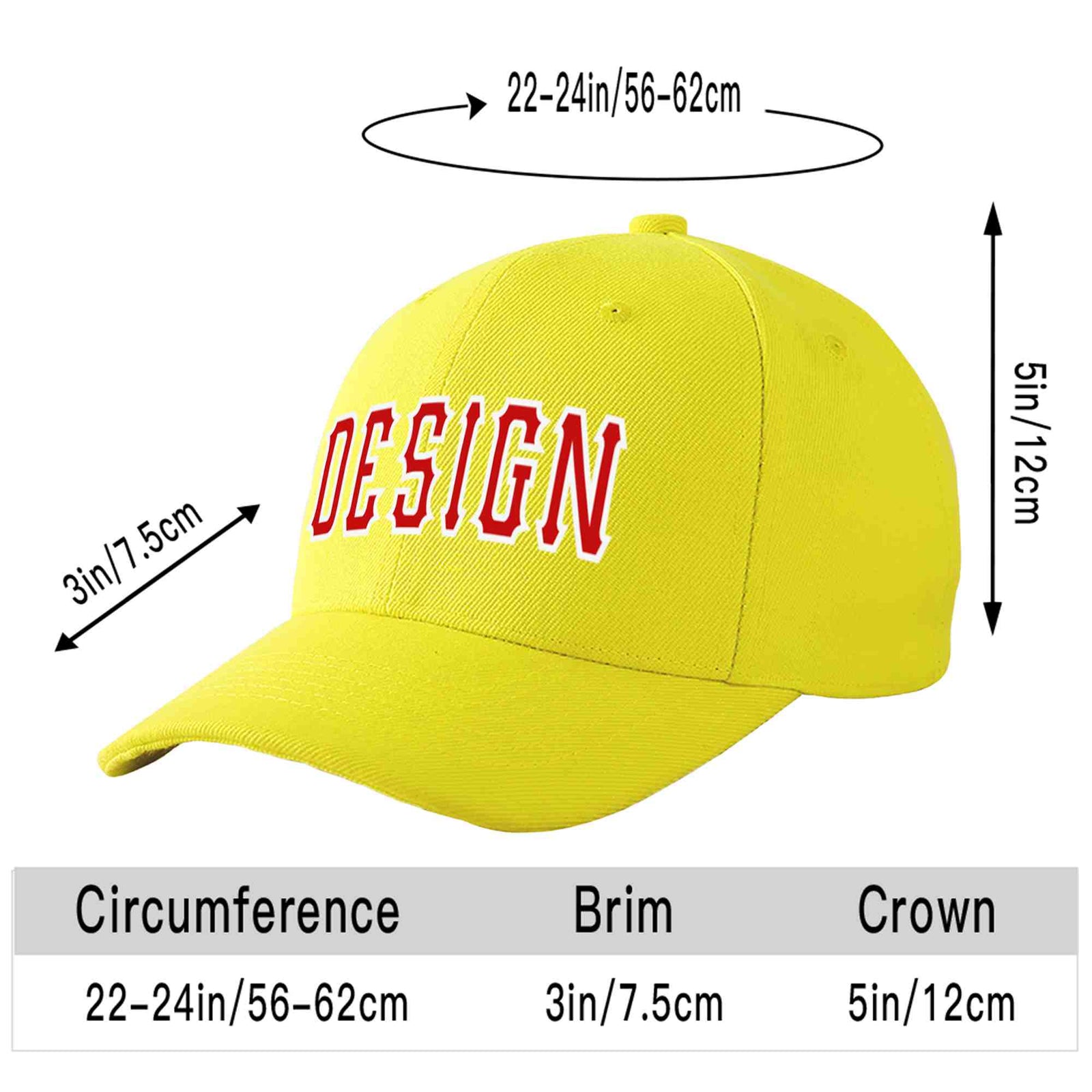Custom Yellow Red-White Curved Eaves Sport Design Baseball Cap