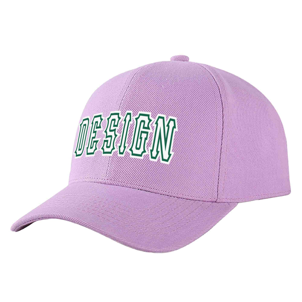 Custom Light Purple White-Kelly Green Curved Eaves Sport Design Baseball Cap