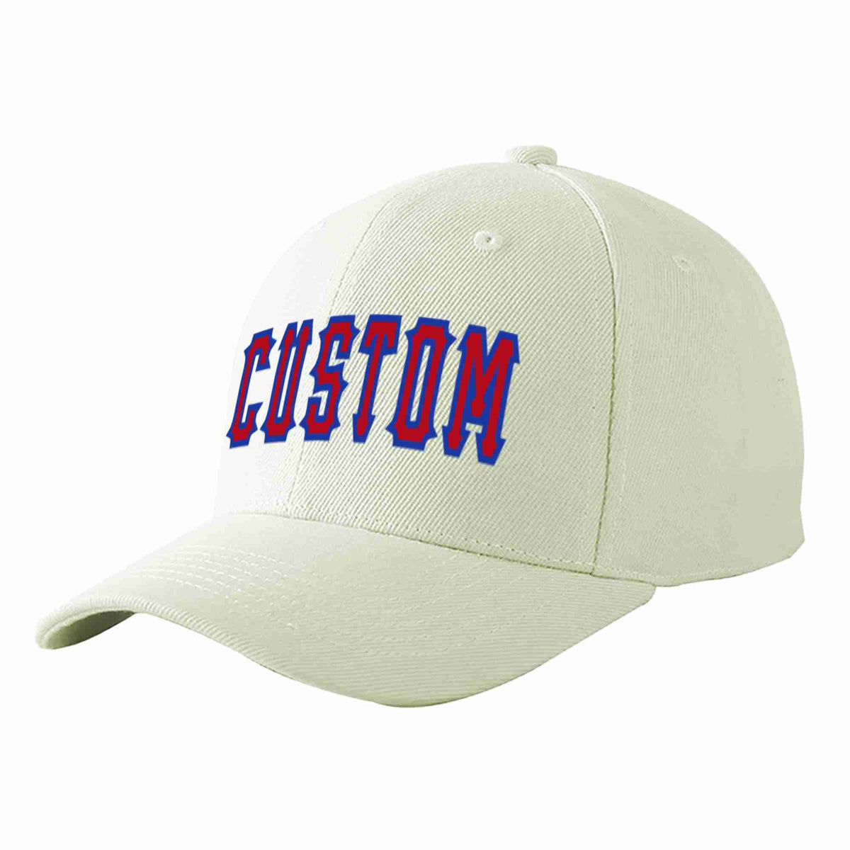 Custom Cream Red-Royal Curved Eaves Sport Baseball Cap Design for Men/Women/Youth