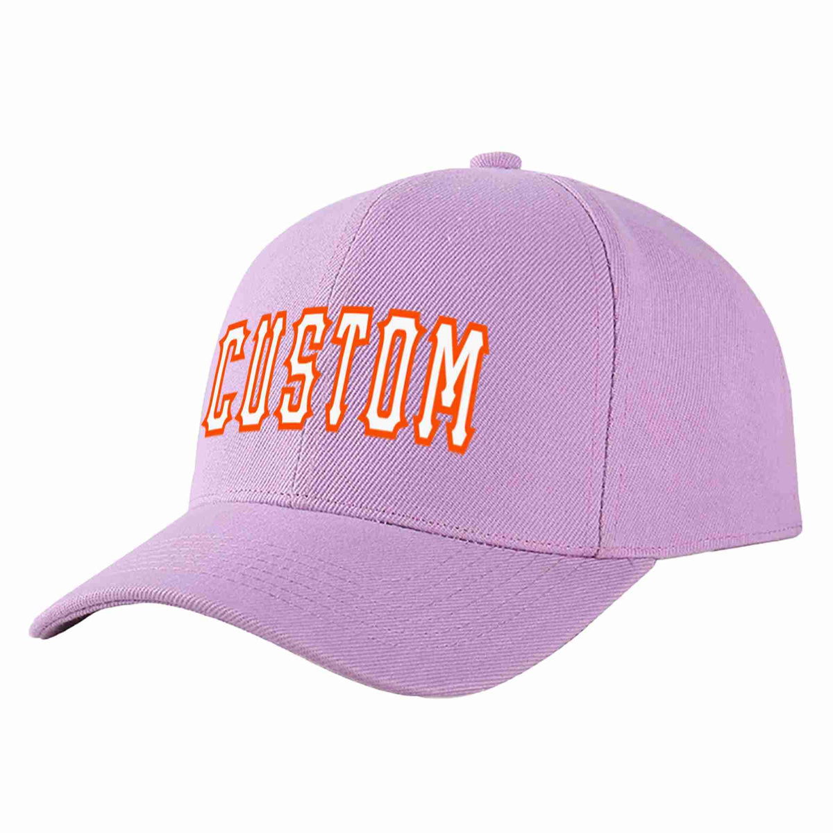 Custom Light Purple White-Orange Curved Eaves Sport Baseball Cap Design for Men/Women/Youth