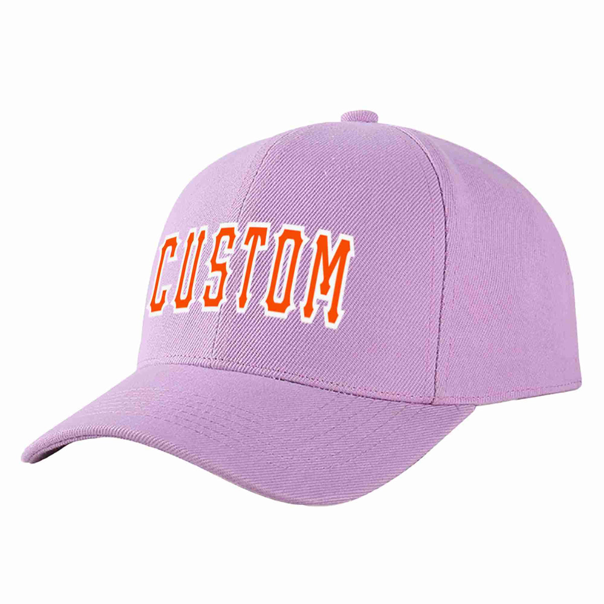 Custom Light Purple Orange-White Curved Eaves Sport Baseball Cap Design for Men/Women/Youth