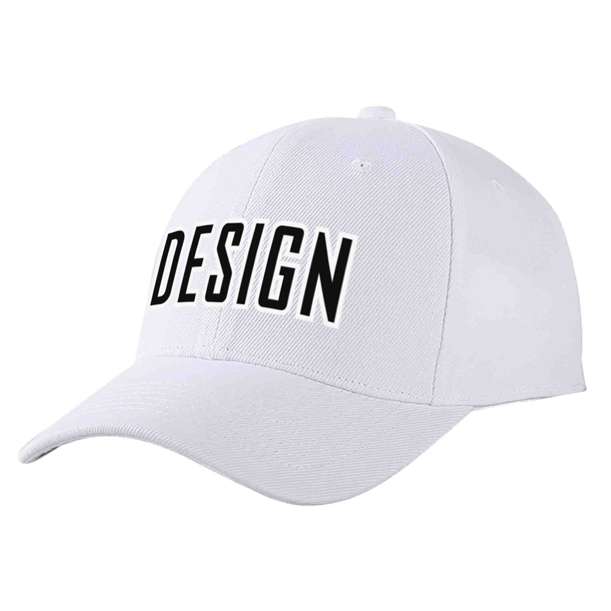 Custom White Black-White Curved Eaves Sport Design Baseball Cap