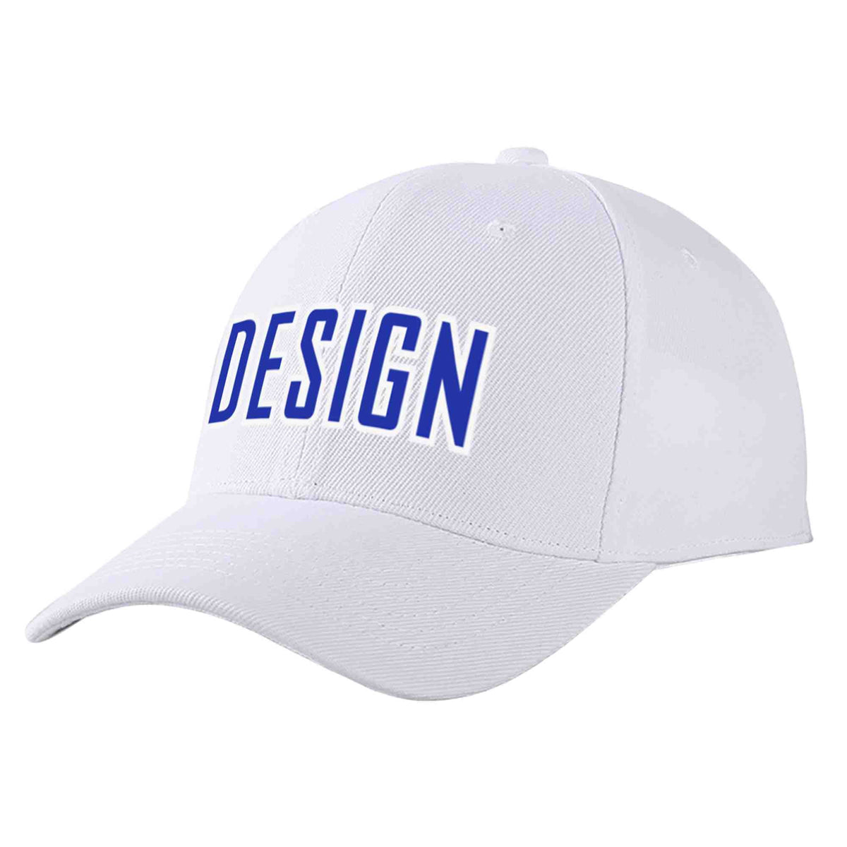 Custom White Royal-White Curved Eaves Sport Design Baseball Cap
