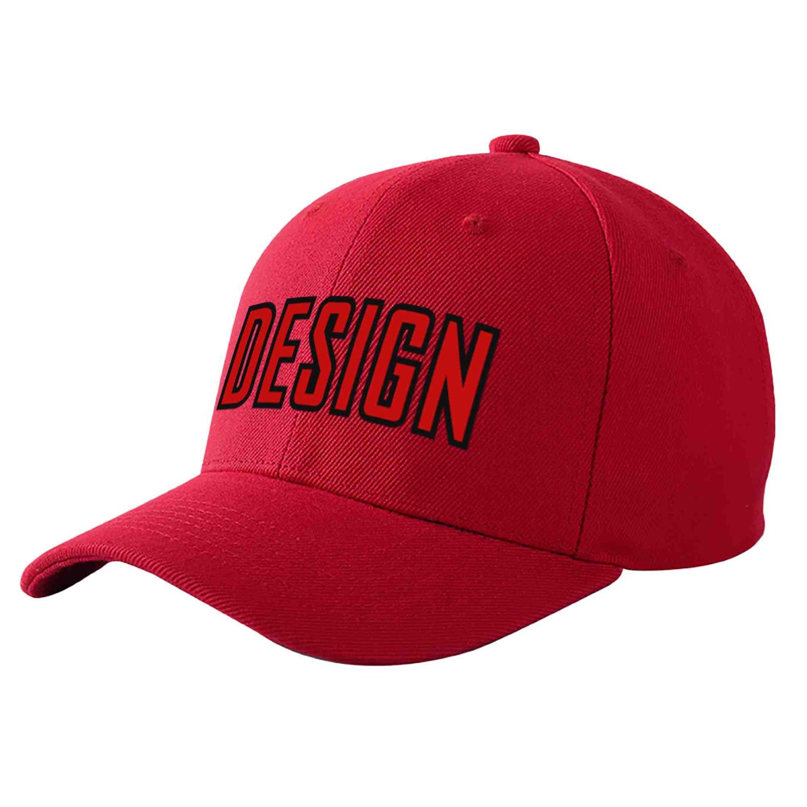 Custom Red Red-Black Curved Eaves Sport Design Baseball Cap