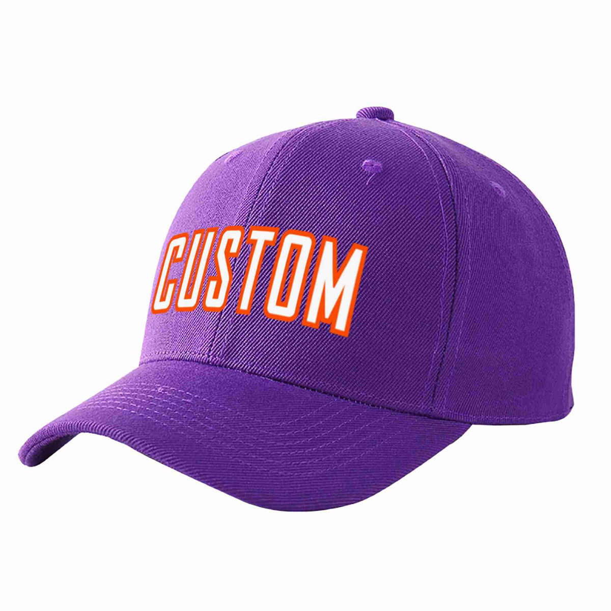 Custom Purple White-Orange Curved Eaves Sport Baseball Cap Design for Men/Women/Youth