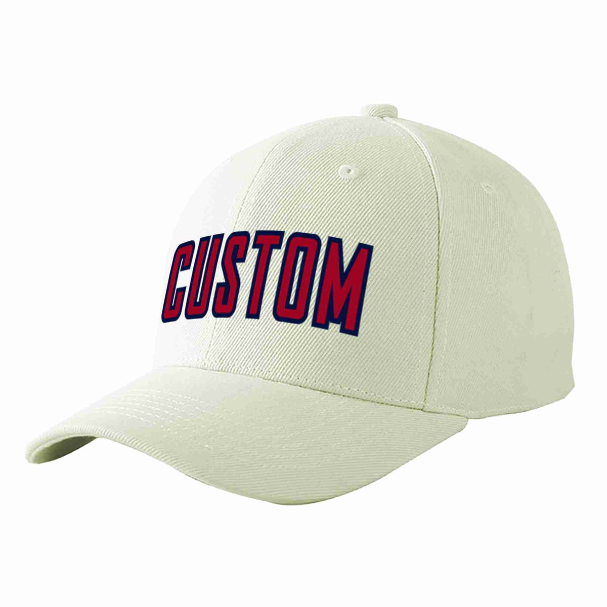 Custom Cream Red-Navy Curved Eaves Sport Baseball Cap Design for Men/Women/Youth