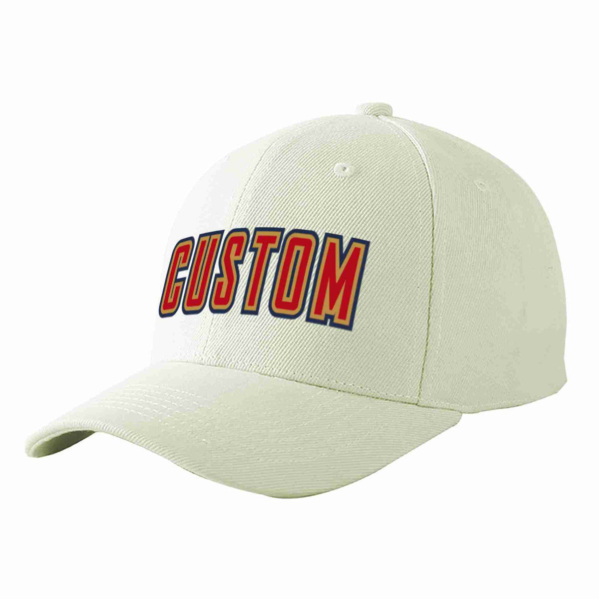 Custom Cream Red-Old Gold Curved Eaves Sport Baseball Cap Design for Men/Women/Youth