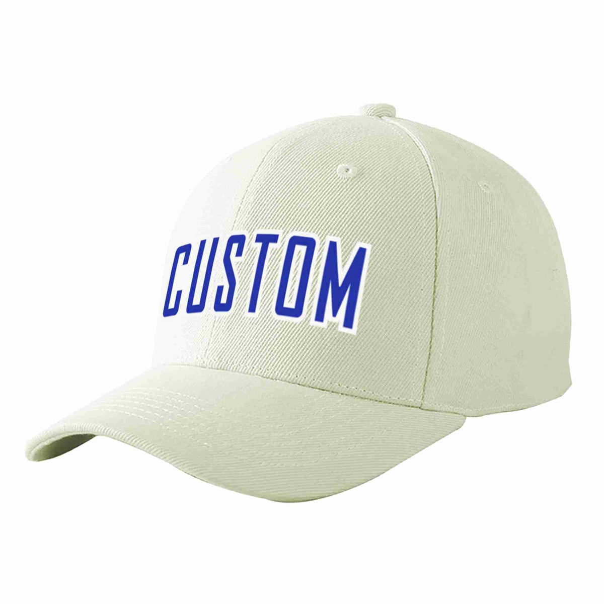 Custom Cream Royal-White Curved Eaves Sport Baseball Cap Design for Men/Women/Youth