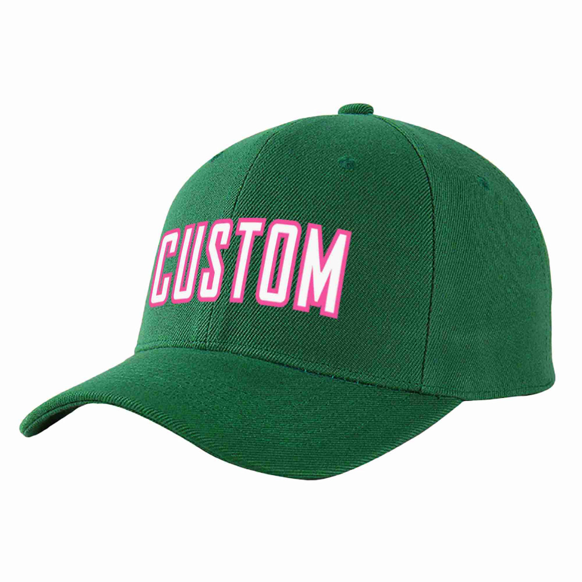 Custom Green White-Pink Curved Eaves Sport Baseball Cap Design for Men/Women/Youth