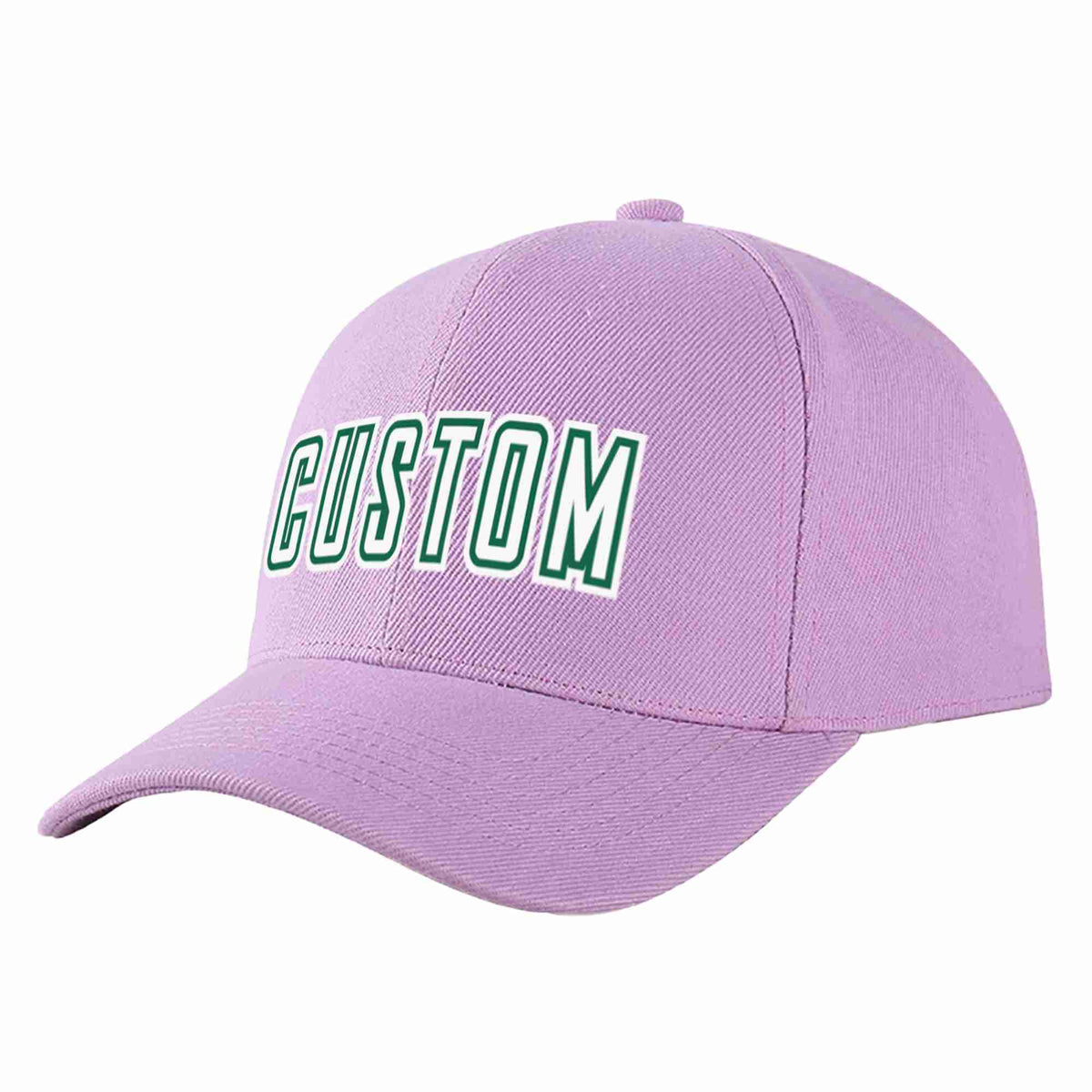 Custom Light Purple White-Kelly Green Curved Eaves Sport Baseball Cap Design for Men/Women/Youth