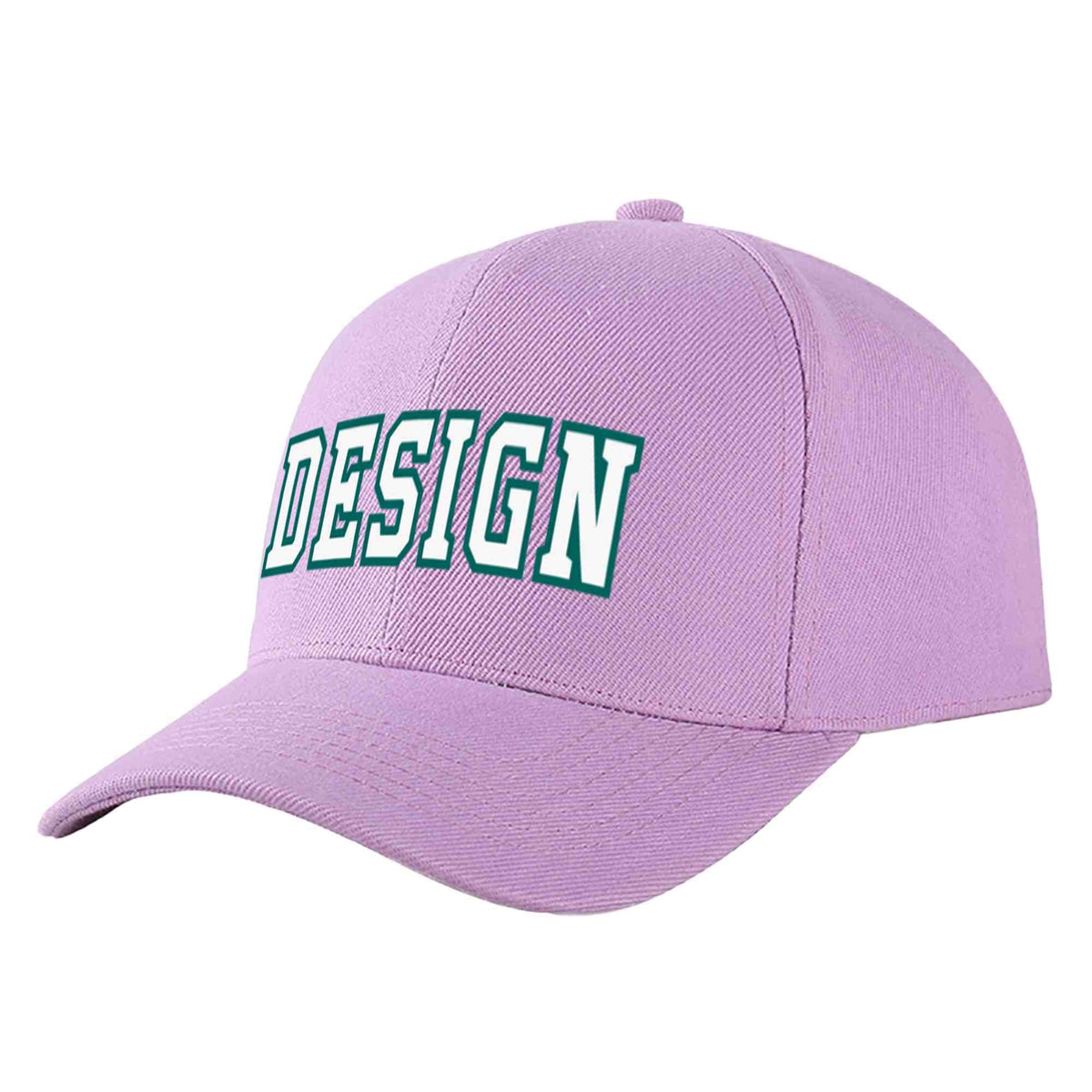 Custom Light Purple White-Aqua Curved Eaves Sport Design Baseball Cap