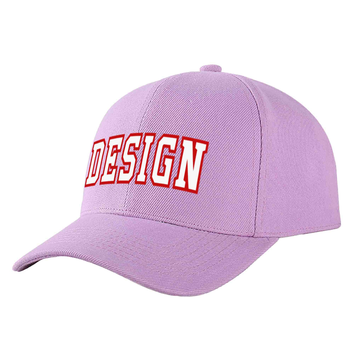 Custom Light Purple White-Red Curved Eaves Sport Design Baseball Cap
