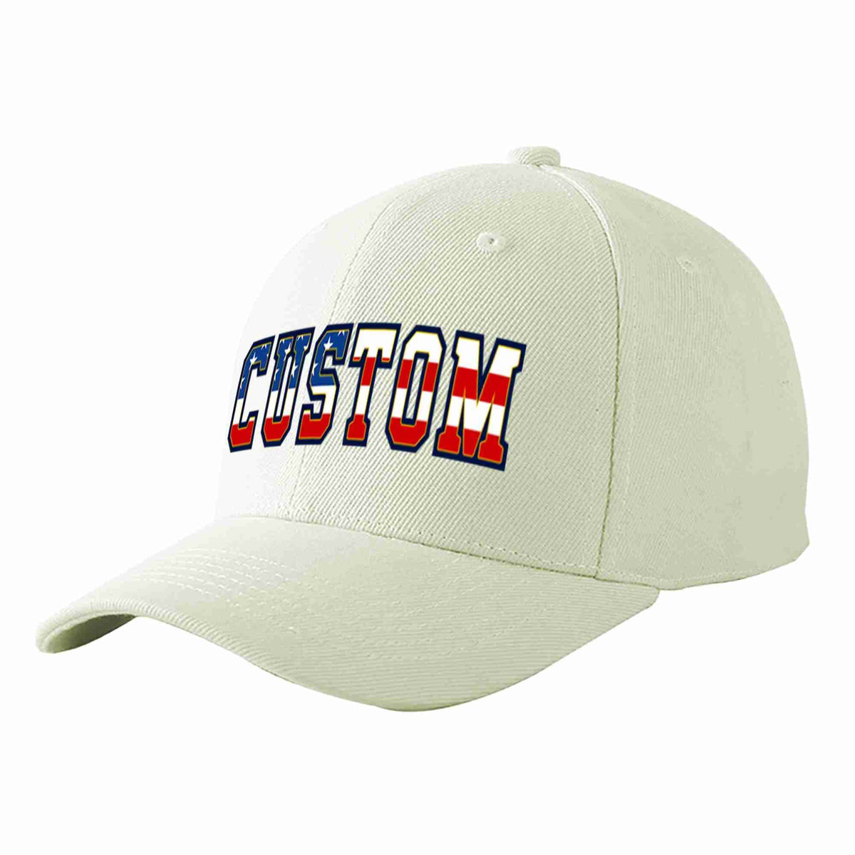 Custom Cream Vintage USA Flag-Gold Curved Eaves Sport Baseball Cap Design for Men/Women/Youth