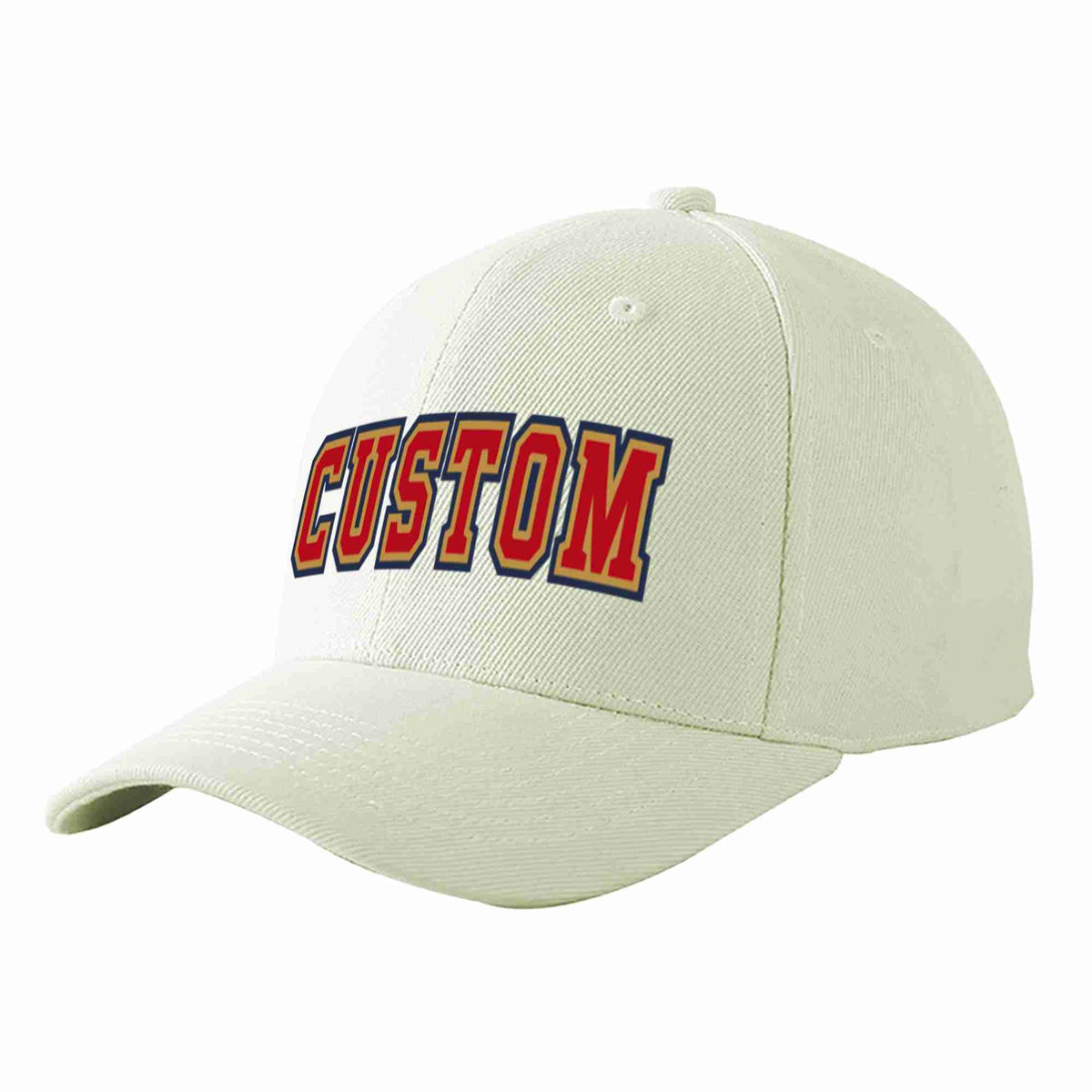 Custom Cream Red-Old Gold Curved Eaves Sport Baseball Cap Design for Men/Women/Youth