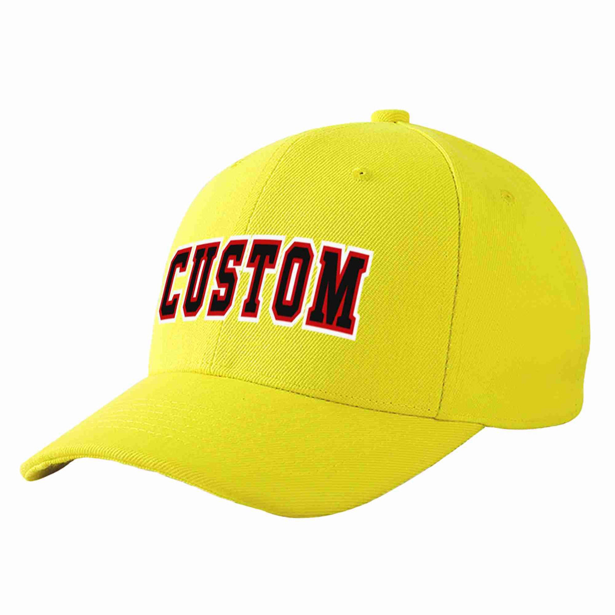Custom Yellow Black-Red Curved Eaves Sport Baseball Cap Design for Men/Women/Youth