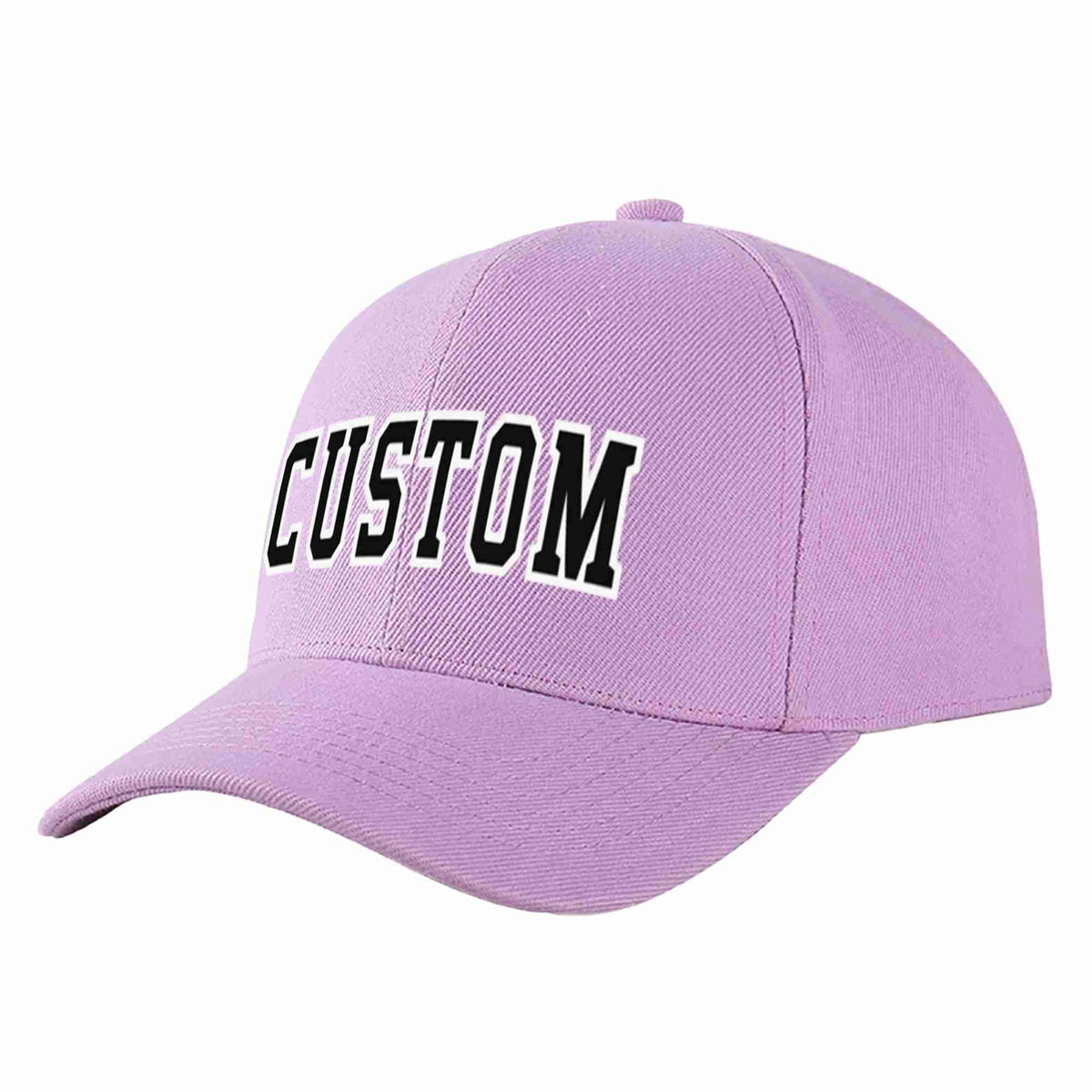 Custom Light Purple Black-White Curved Eaves Sport Baseball Cap Design for Men/Women/Youth