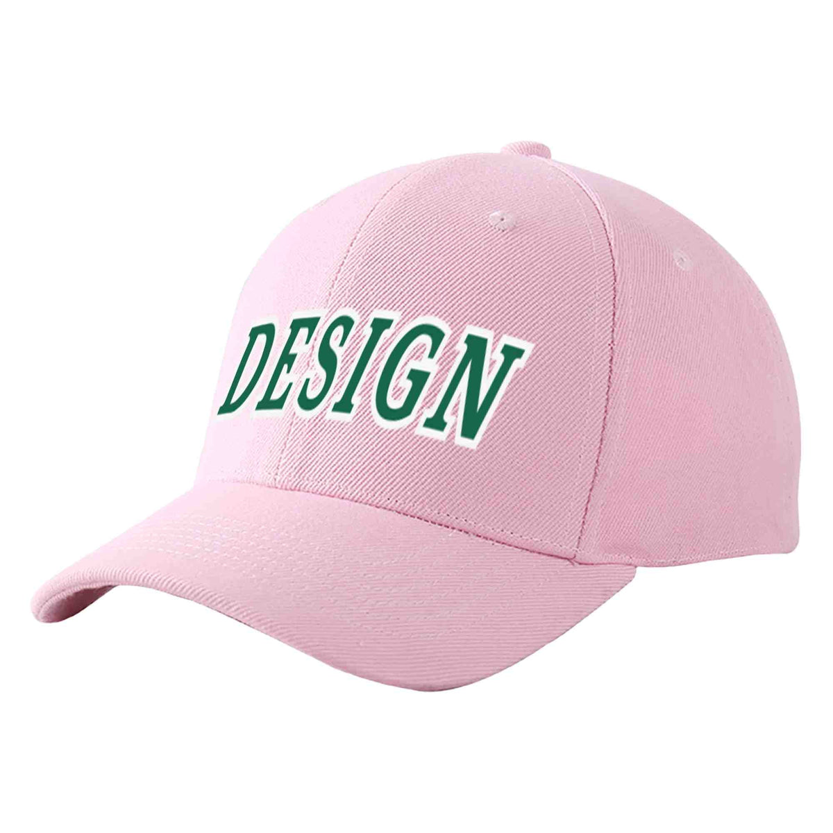 Custom Pink Kelly Green-White Curved Eaves Sport Design Baseball Cap
