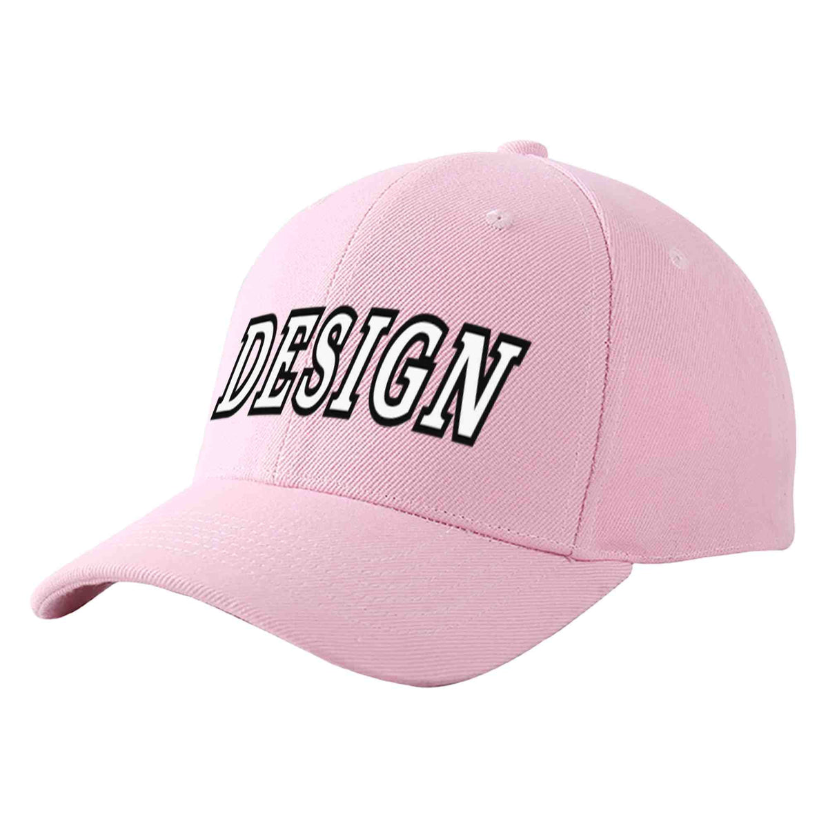 Custom Pink White-Black Curved Eaves Sport Design Baseball Cap