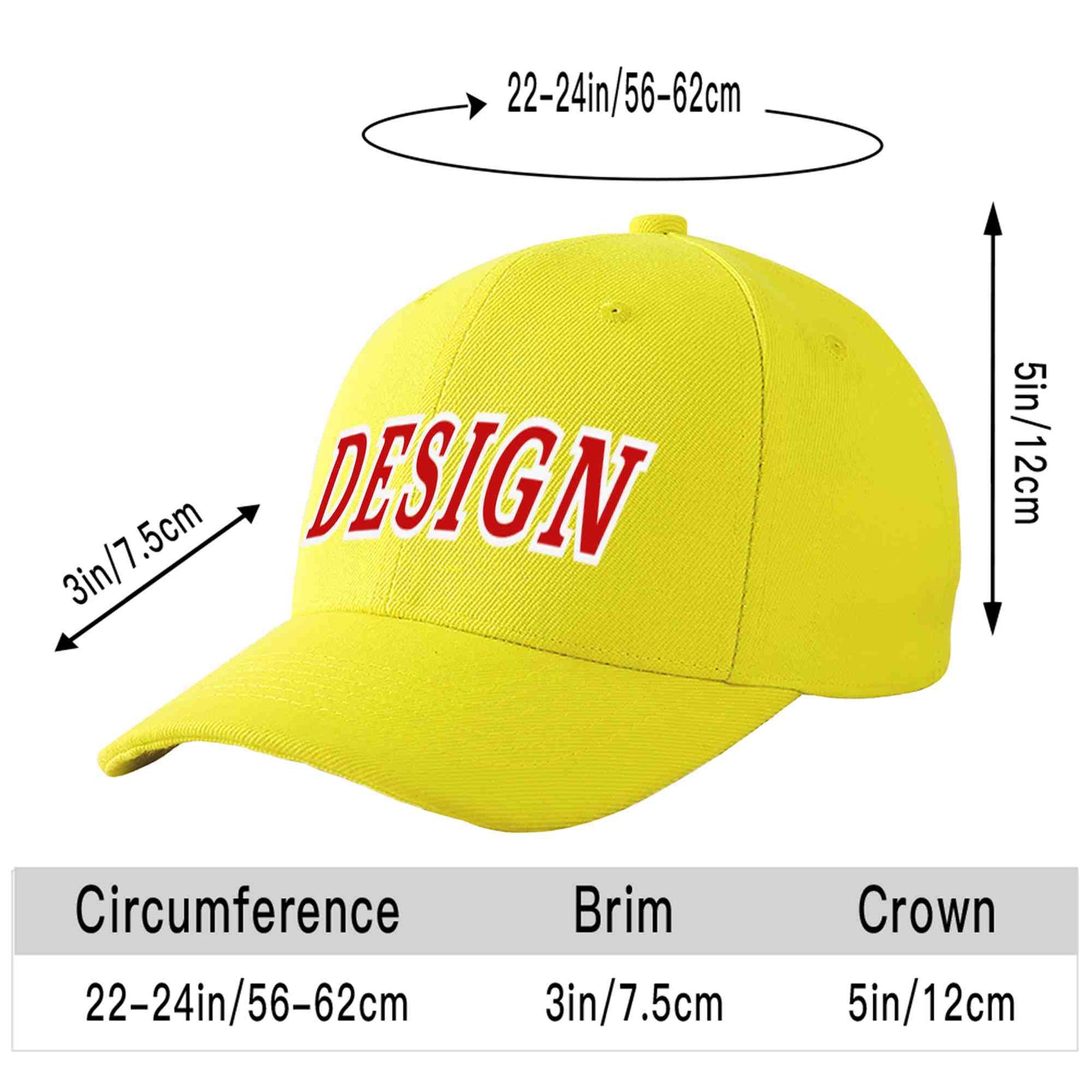 Custom Yellow Red-White Curved Eaves Sport Design Baseball Cap