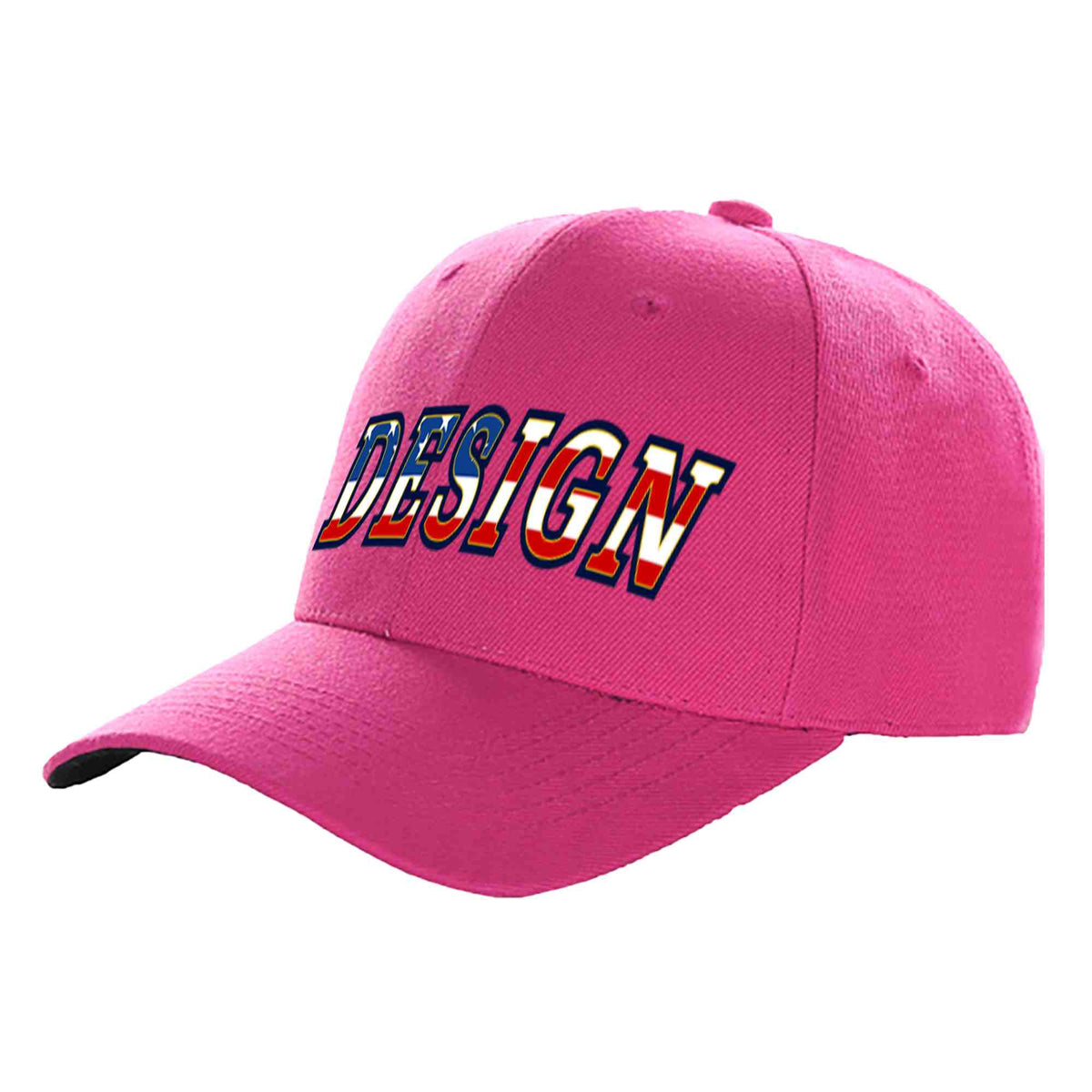 Custom Rose Red Vintage USA Flag-Gold Curved Eaves Sport Design Baseball Cap