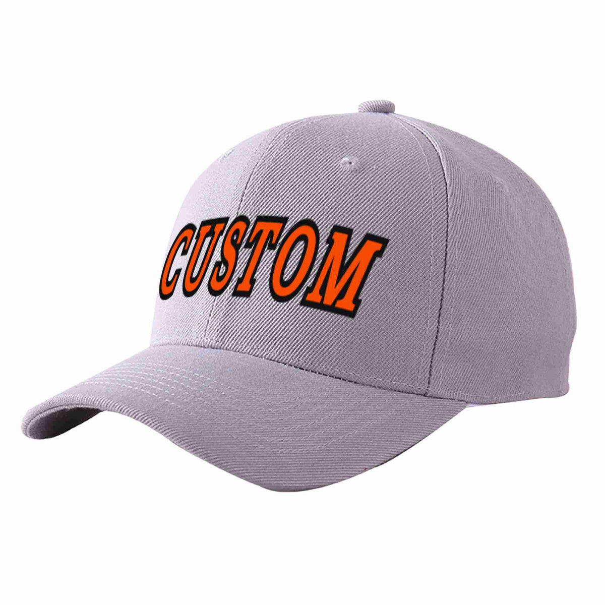 Custom Gray Orange-Black Curved Eaves Sport Baseball Cap Design for Men/Women/Youth