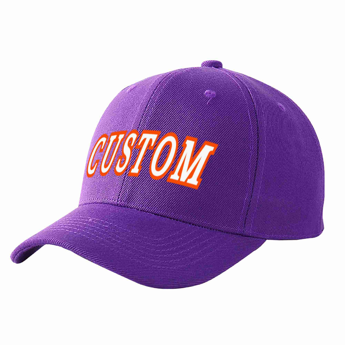 Custom Purple White-Orange Curved Eaves Sport Baseball Cap Design for Men/Women/Youth