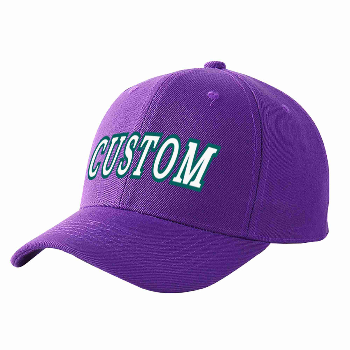Custom Purple White-Aqua Curved Eaves Sport Baseball Cap Design for Men/Women/Youth