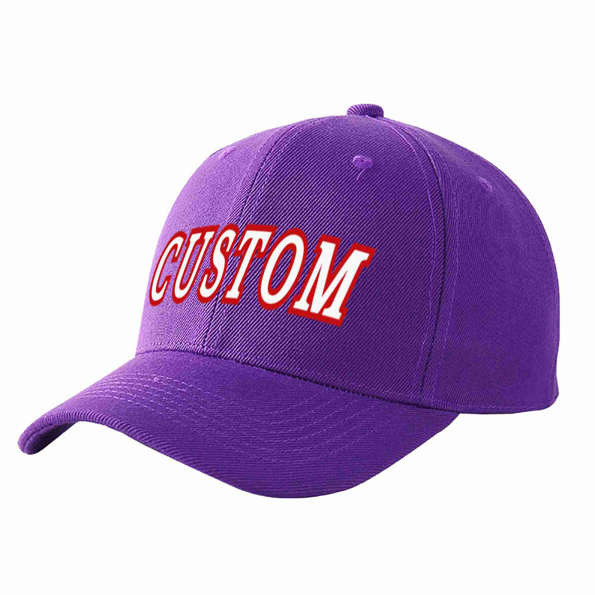 Custom Purple White-Red Curved Eaves Sport Baseball Cap Design for Men/Women/Youth