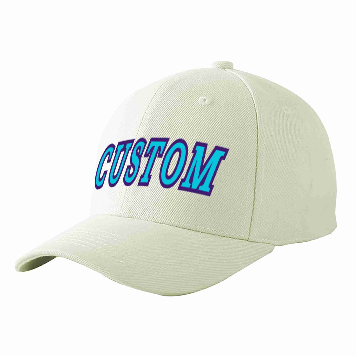 Custom Cream Light Blue-Purple Curved Eaves Sport Baseball Cap Design for Men/Women/Youth