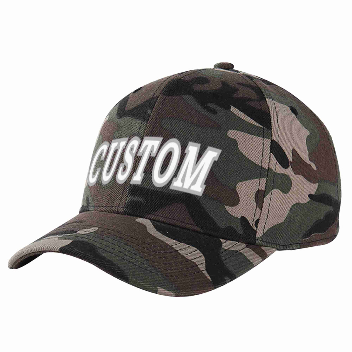 Custom Camo White-Gray Curved Eaves Sport Baseball Cap Design for Men/Women/Youth
