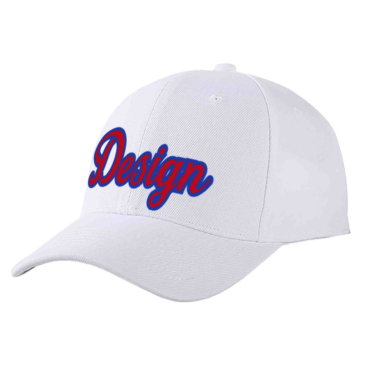 Custom White Red-Royal Curved Eaves Sport Design Baseball Cap
