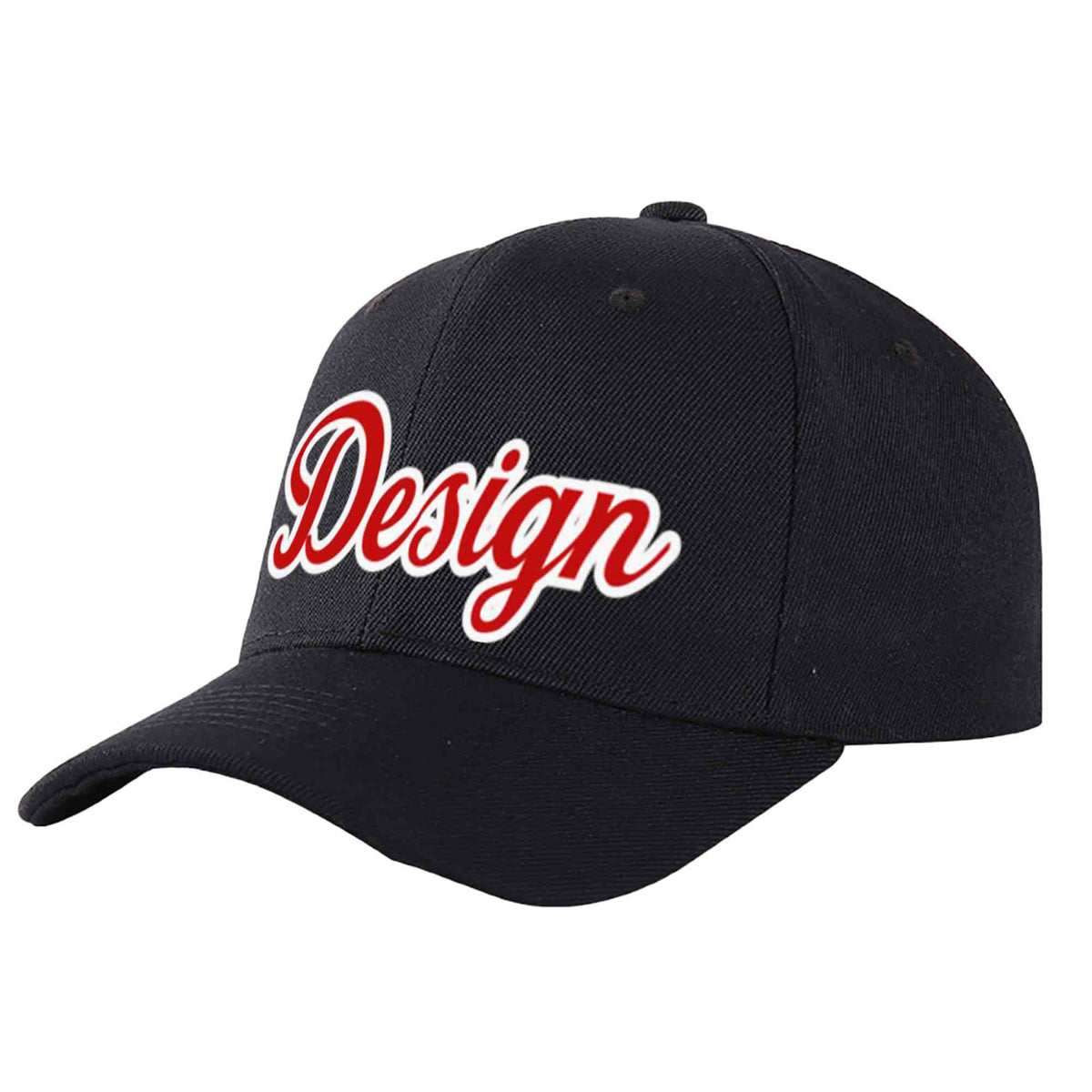 Custom Black Red-White Curved Eaves Sport Design Baseball Cap