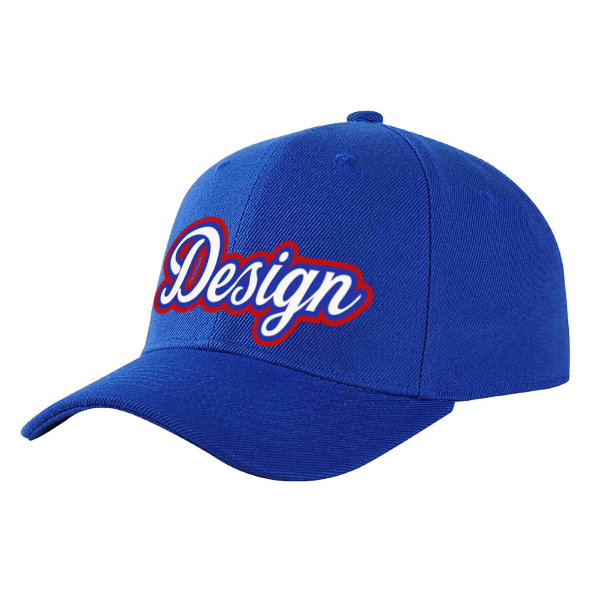Custom Royal White-Royal Curved Eaves Sport Design Baseball Cap