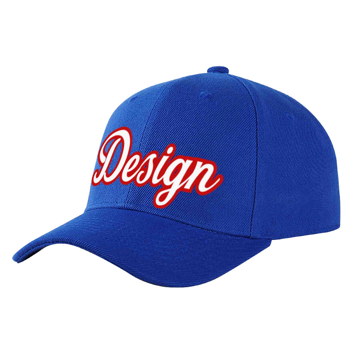 Custom Royal White-Red Curved Eaves Sport Design Baseball Cap