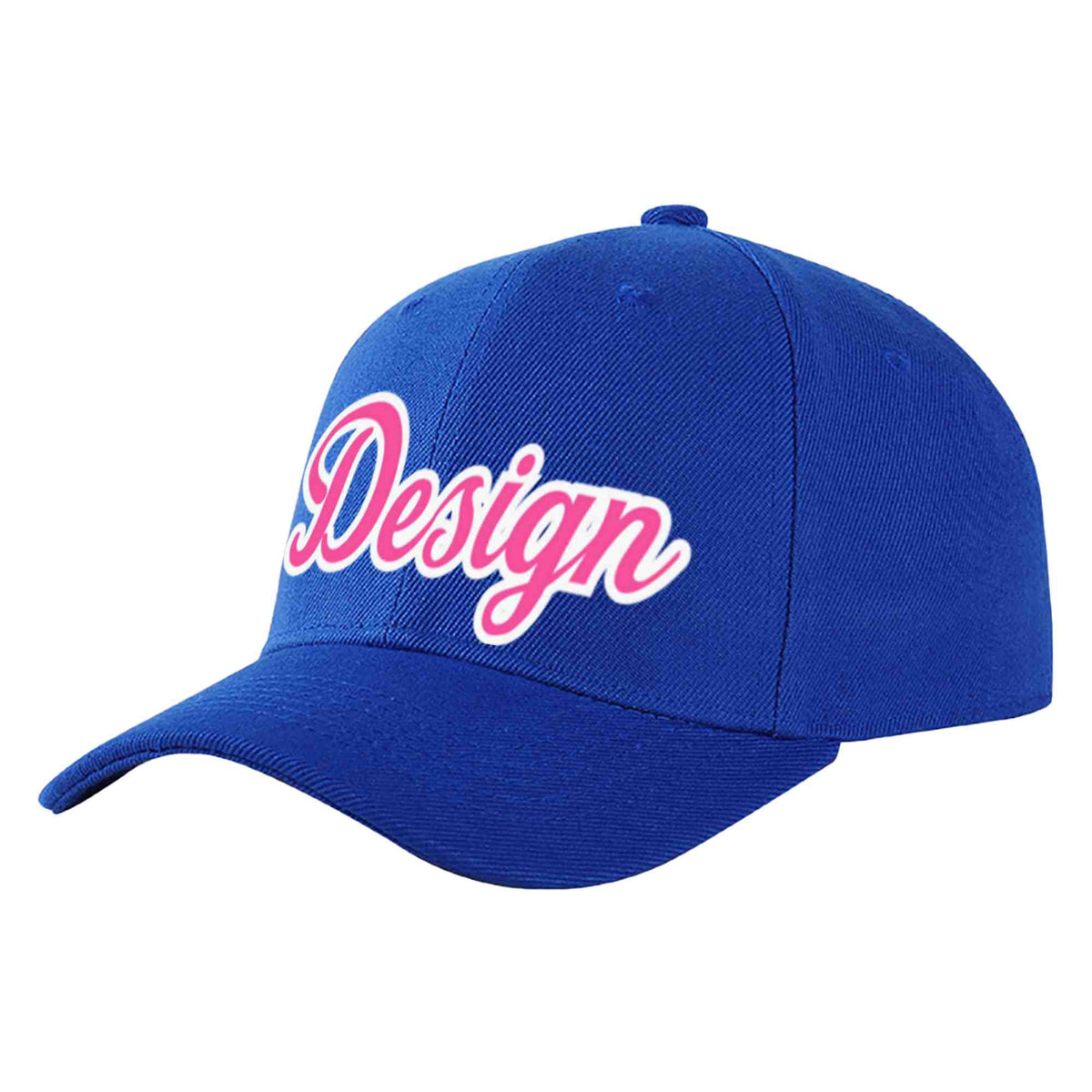 Custom Royal Pink-White Curved Eaves Sport Design Baseball Cap