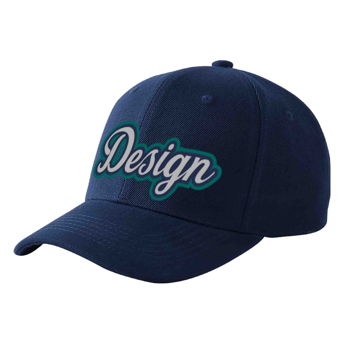 Custom Navy Gray-Navy Curved Eaves Sport Design Baseball Cap