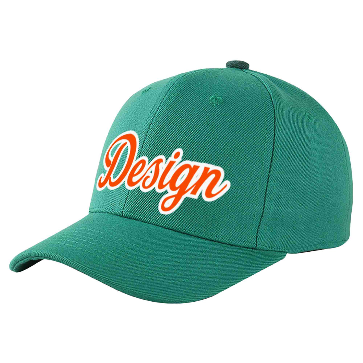 Custom Light Green Orange-White Curved Eaves Sport Design Baseball Cap